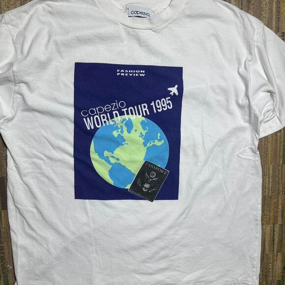 Vintage Capezio Fashion Week Tee Mens XL 1995 Single Stitch White Boxy Shirt - Picture 2 of 4